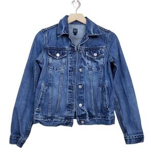 GAP Denim Womens Icon Jean Jacket in Saddle Blue Size XS